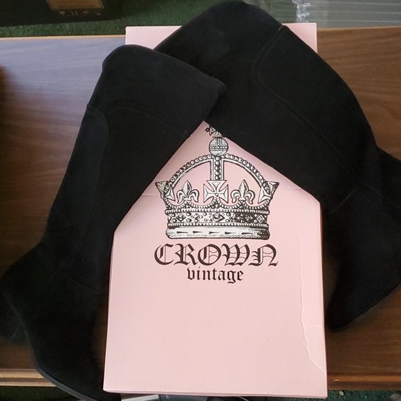 Crown Vintage Suede Knee Boots - Picture 1 of 9